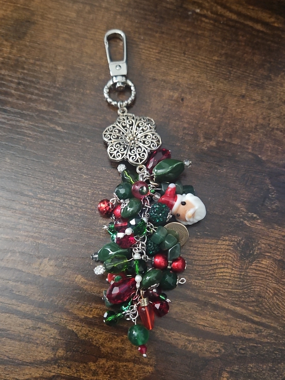 Festive Green & Red Charm Pendant Keychain - Women Jewelry